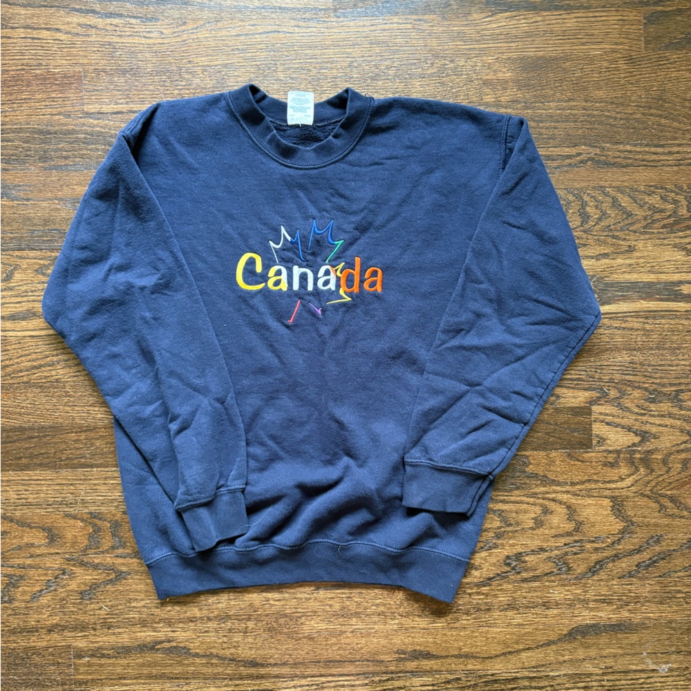 Gildan Navy Blue Canada Crewneck Sweater View 2